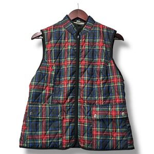 Appleseed's Petite PS Plaid‎ Quilted Zip Vest Tartan Puffer Fall Holiday Preppy